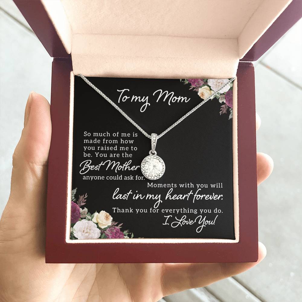CZ Crystal Stone Necklace Message for Mom