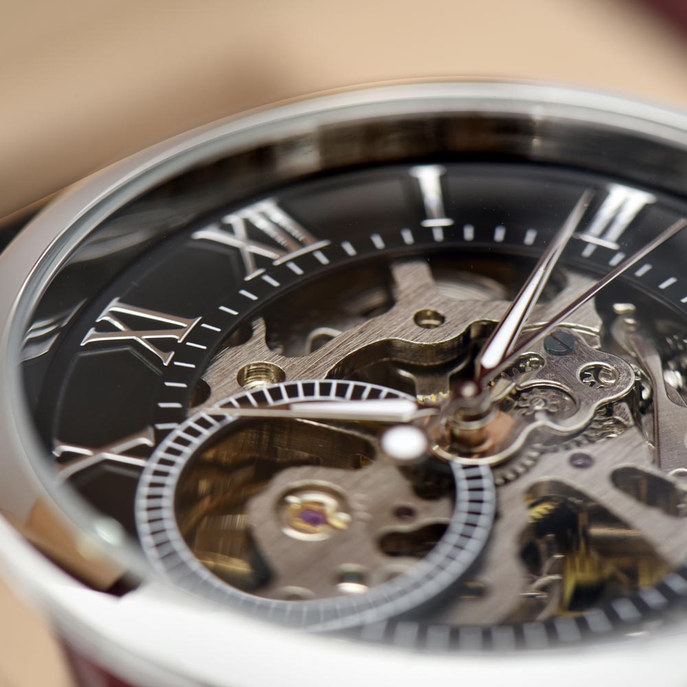 Sports Openwork Genuine Leather Band Men's Watch