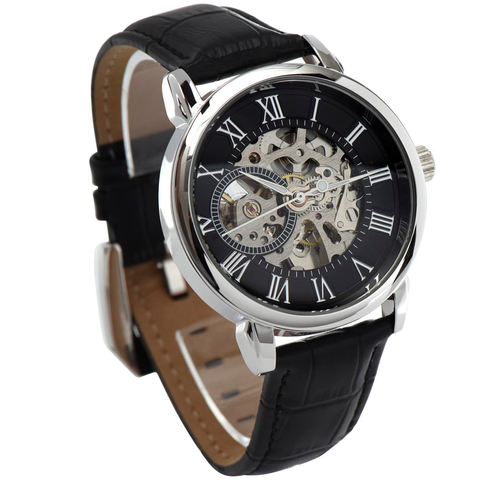 Sports Openwork Genuine Leather Band Men's Watch