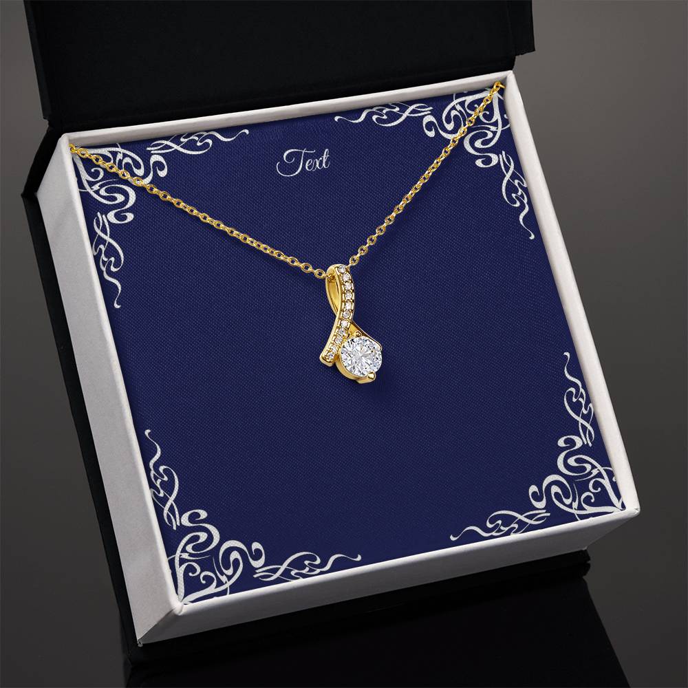 Petite Ribbon Zirconia Necklace - Personalize Message Card