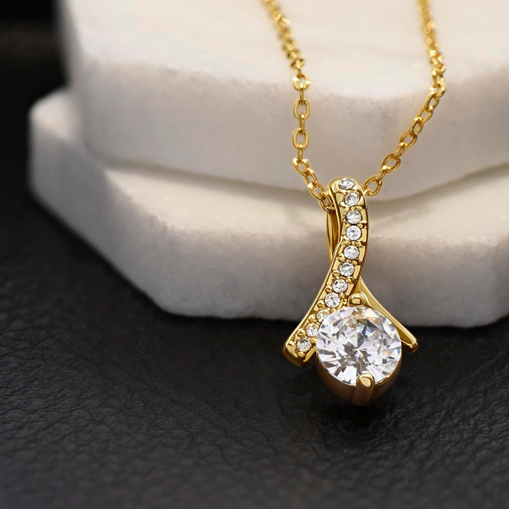 CZ Gold Plated Necklace - Message to Mom