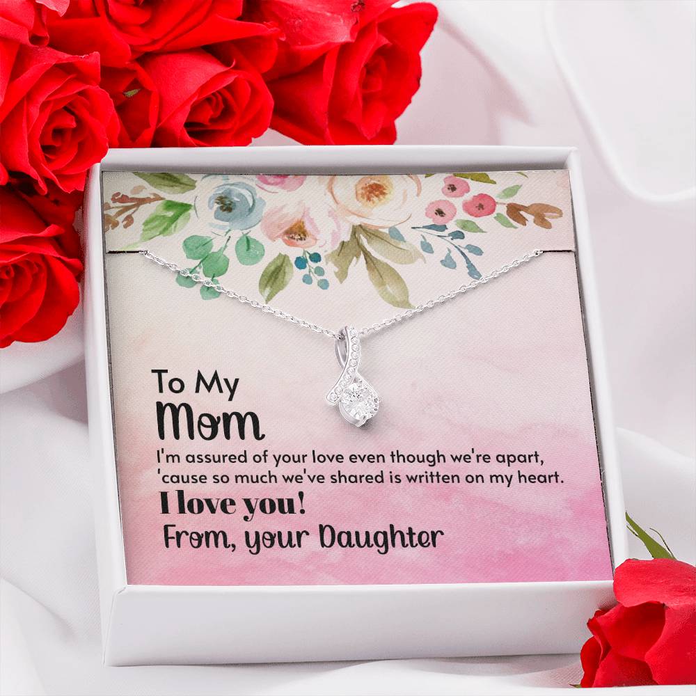 CZ Gold Plated Necklace - Message to Mom