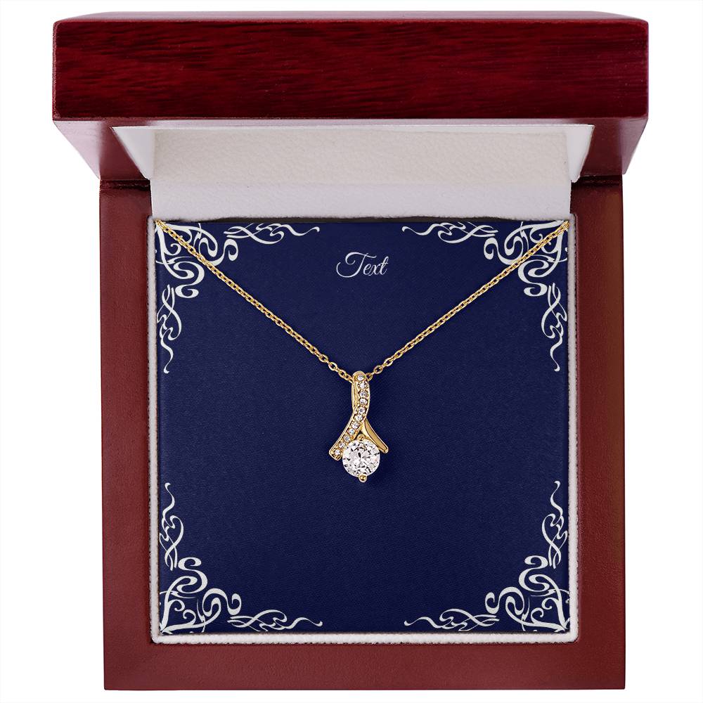 Petite Ribbon Zirconia Necklace - Personalize Message Card