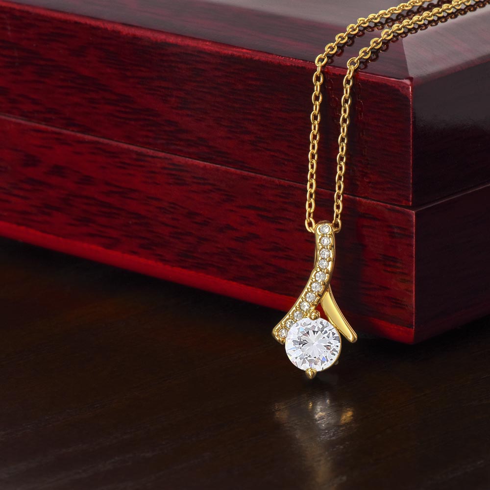 CZ Gold Plated Necklace - Message to Mom
