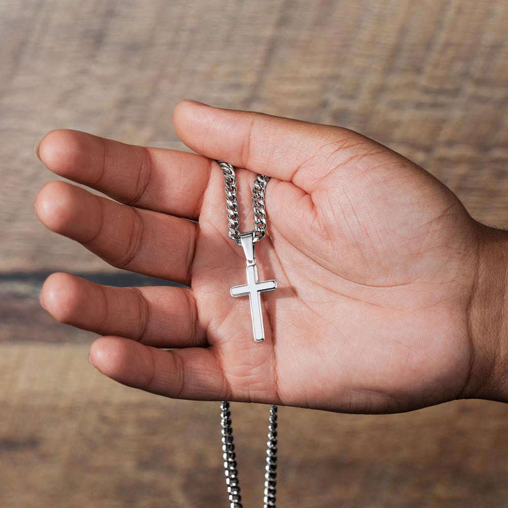 Personalized Engraving Cross Pendent Men's Necklace