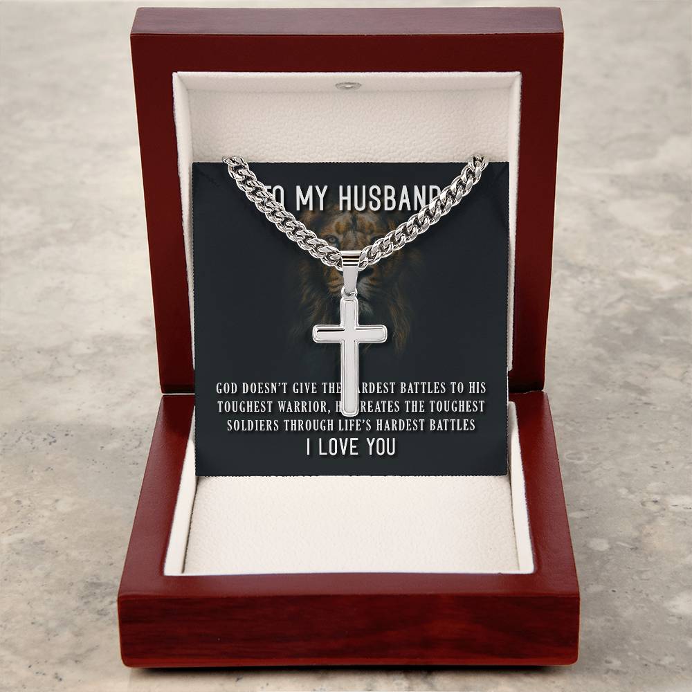 Personalized Engraving Cross Pendent Men's Necklace