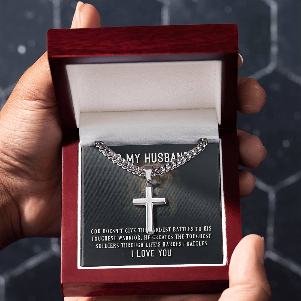 Personalized Engraving Cross Pendent Men's Necklace