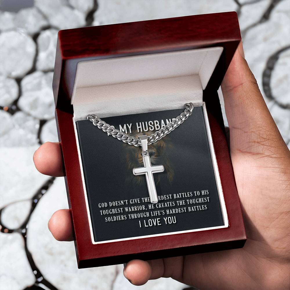 Personalized Engraving Cross Pendent Men's Necklace
