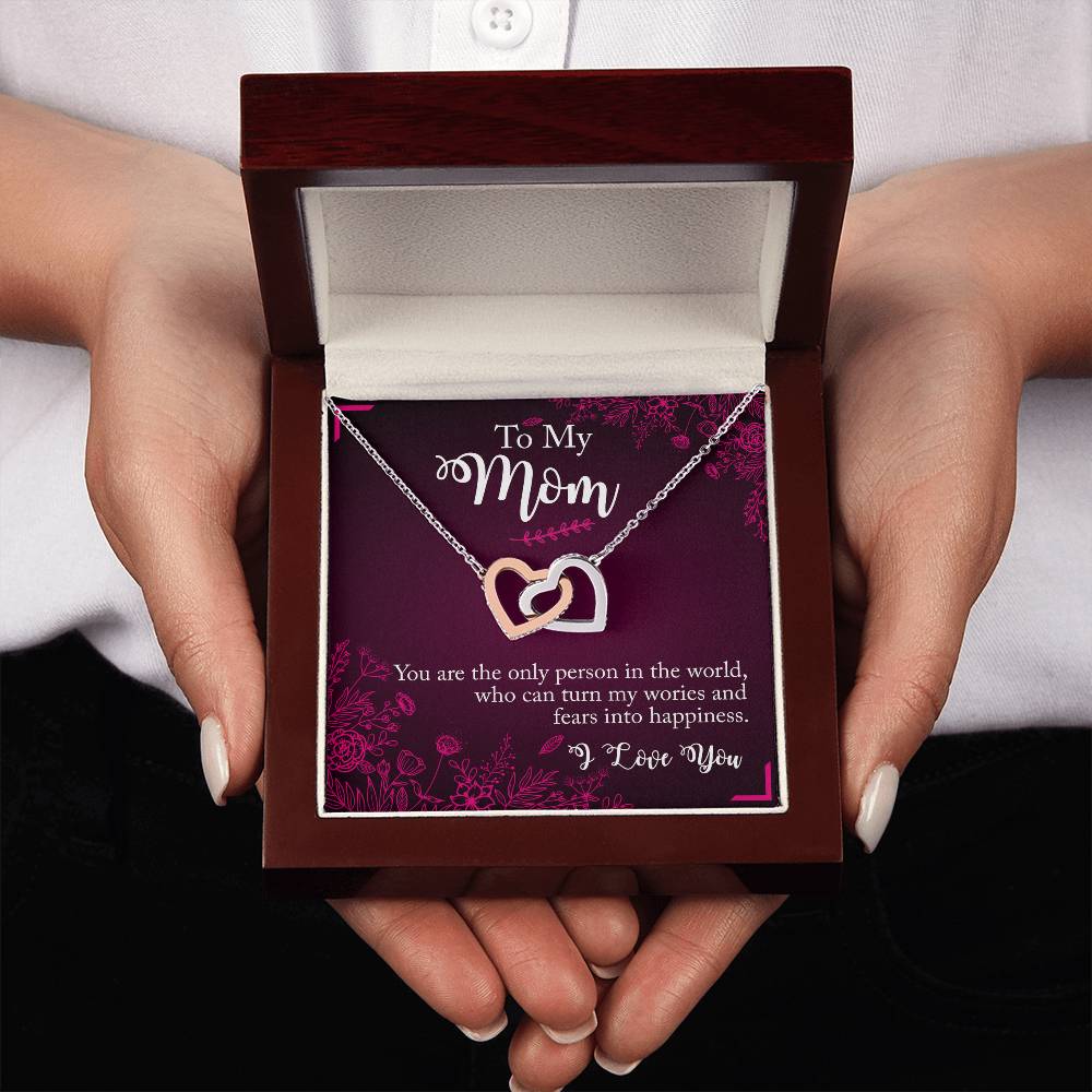 Interlocking Heart Pendants Necklace for Mom