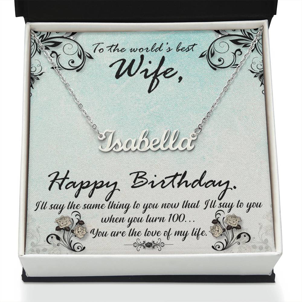 Customized Birthday Wife Stainless Steel/Gold Finish Necklace