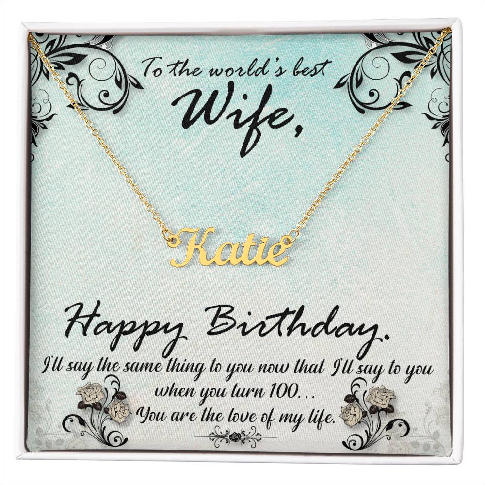 Customized Birthday Wife Stainless Steel/Gold Finish Necklace