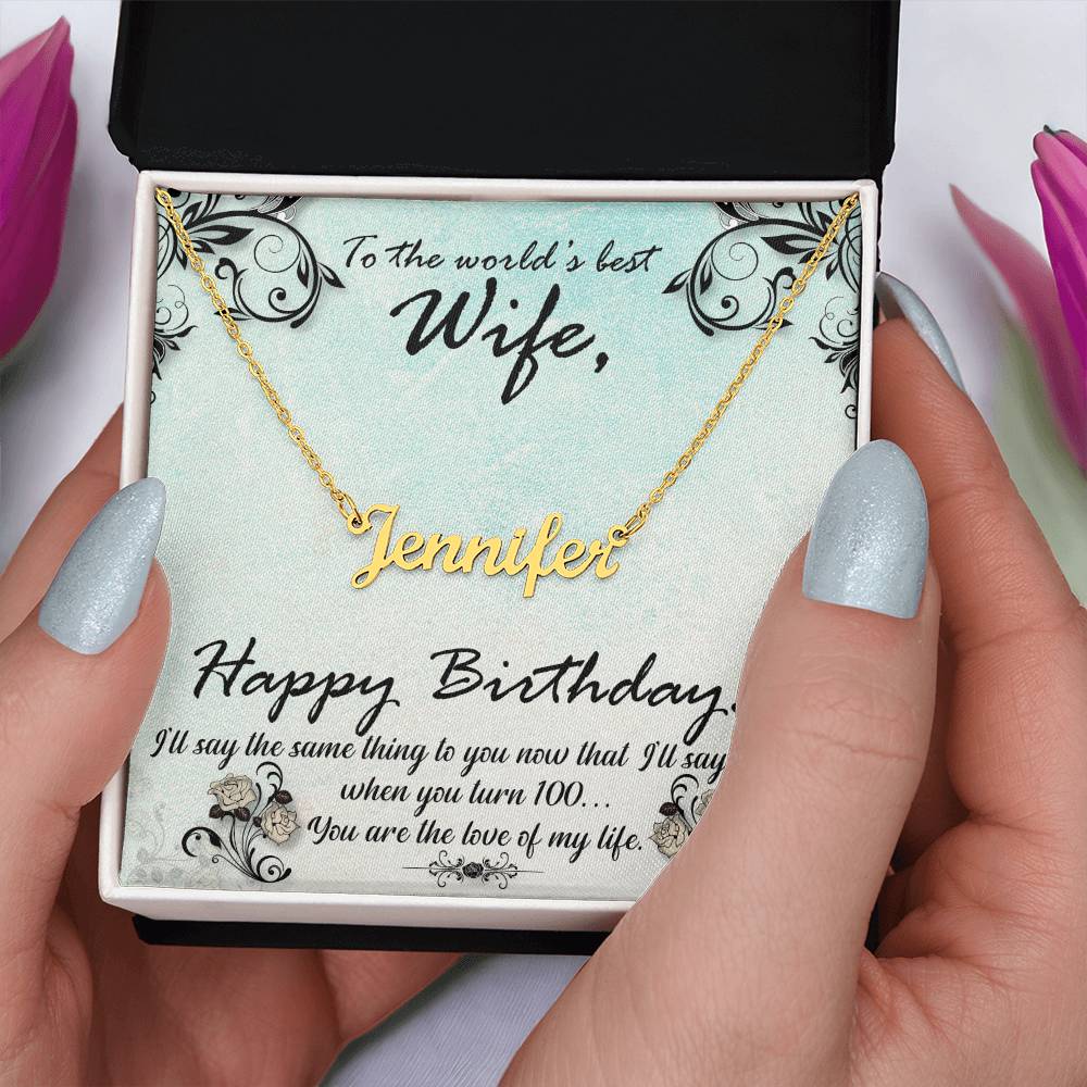Customized Birthday Wife Stainless Steel/Gold Finish Necklace