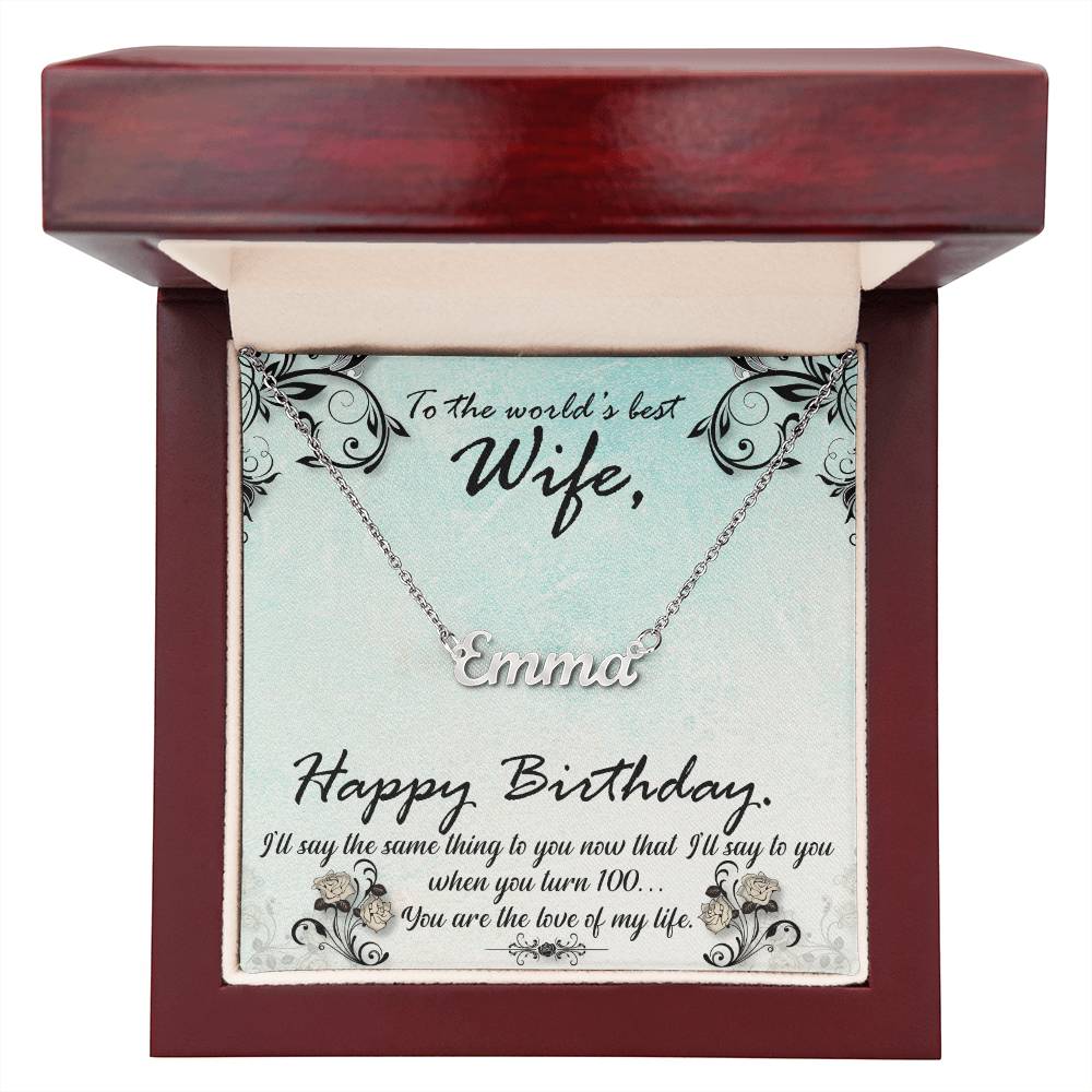 Customized Birthday Wife Stainless Steel/Gold Finish Necklace