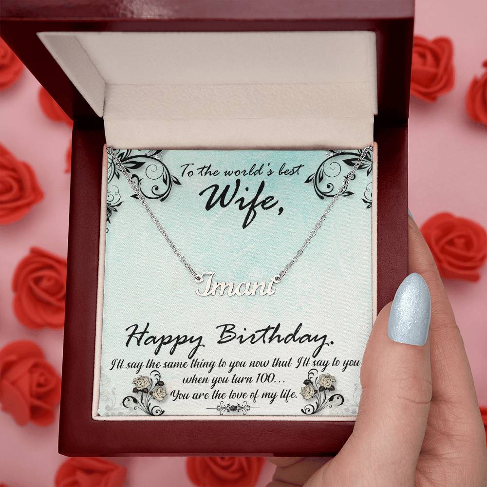 Customized Birthday Wife Stainless Steel/Gold Finish Necklace