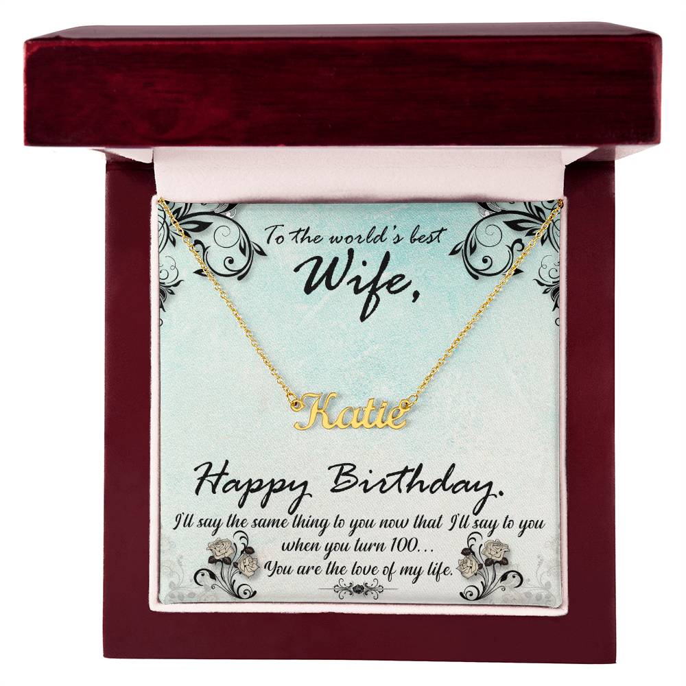 Customized Birthday Wife Stainless Steel/Gold Finish Necklace