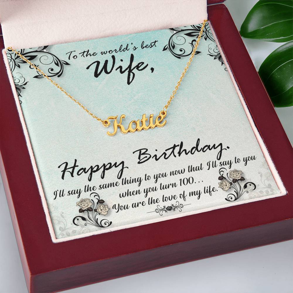 Customized Birthday Wife Stainless Steel/Gold Finish Necklace
