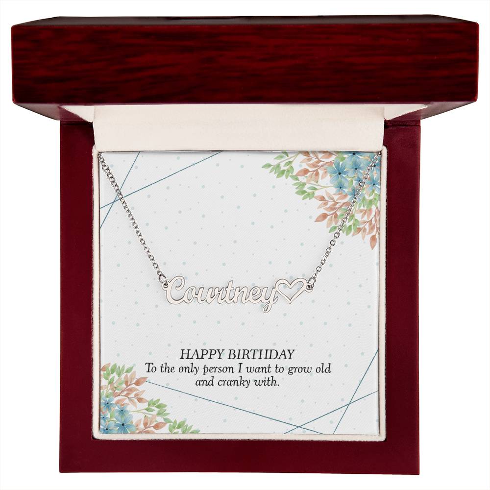 Birthday Heart Custom Cursive Name Necklace