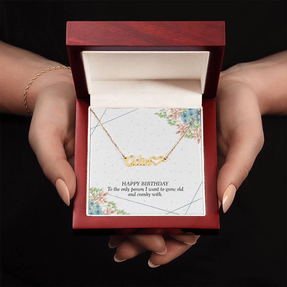 Birthday Heart Custom Cursive Name Necklace