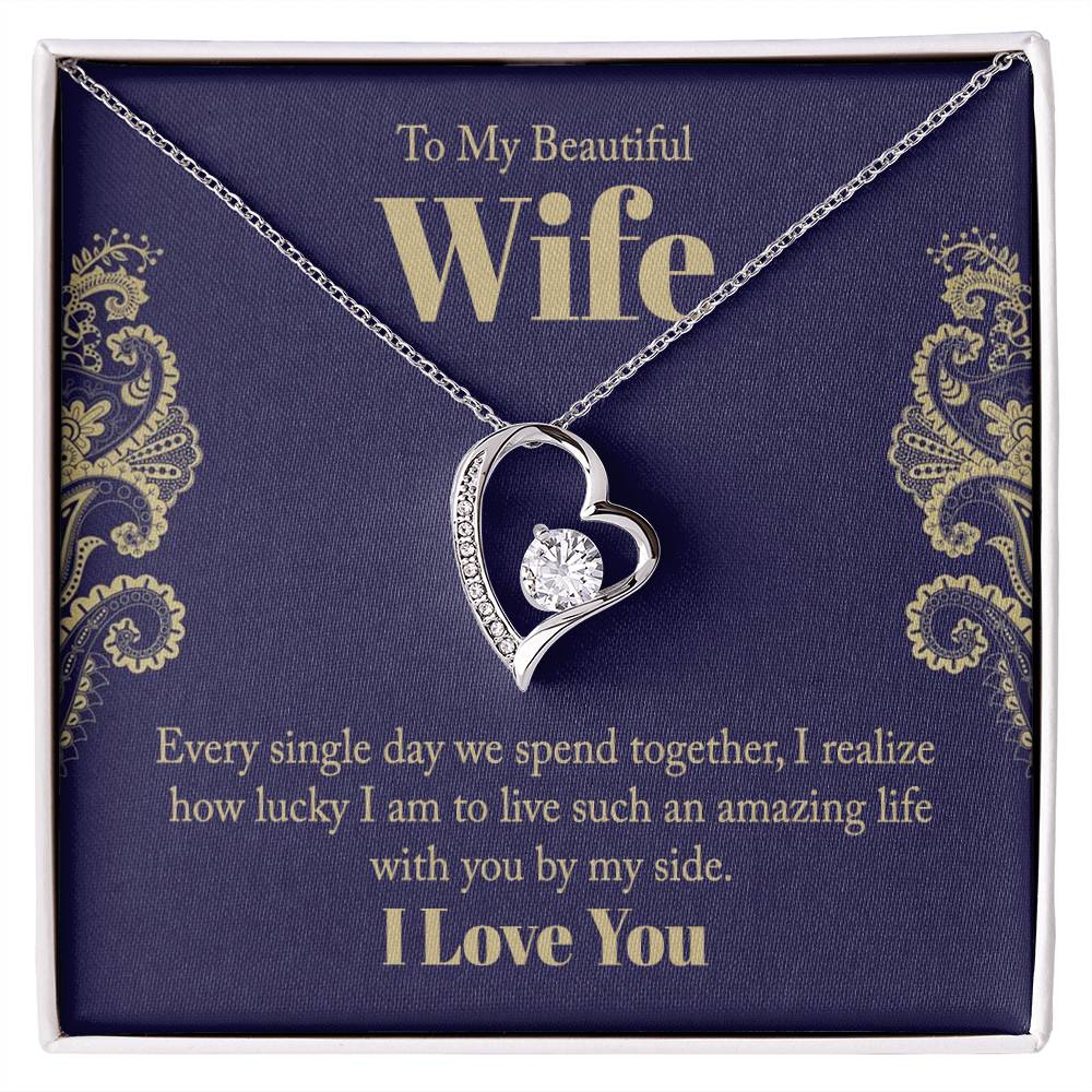 Heart Pendent Necklace + Bouquet + Message Wife