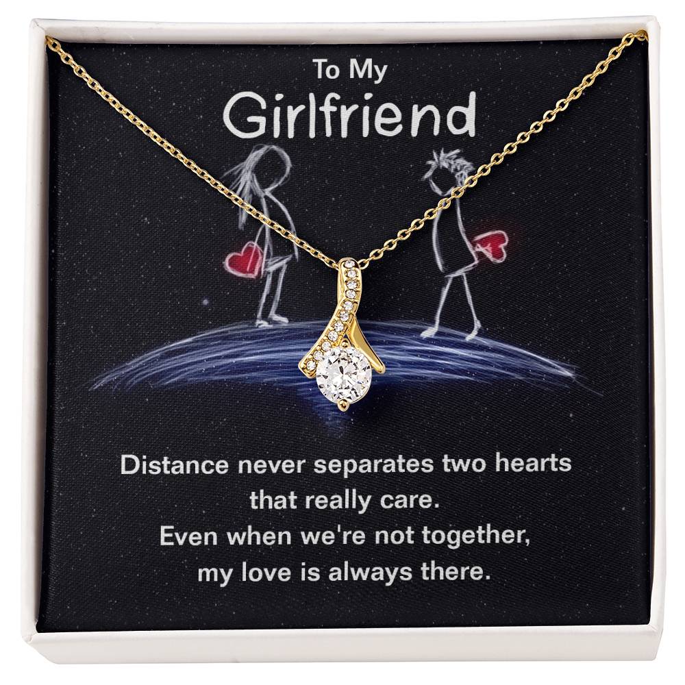 Crystal Necklace & Bouquet Gift Girlfriend with Message Card