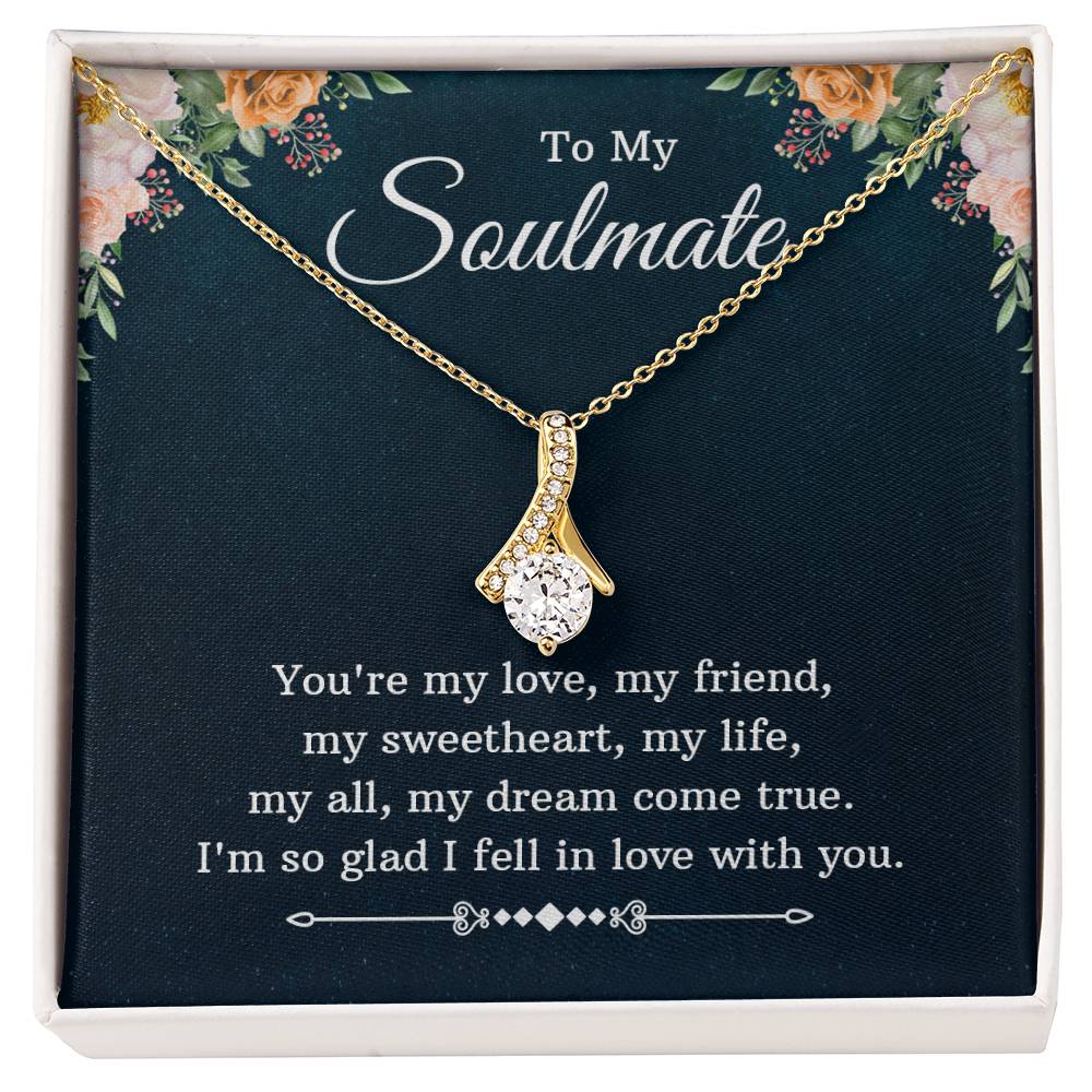 Zirconia Necklace + Faux Flower Gift Message Soulmate
