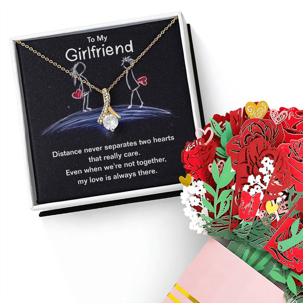 Crystal Necklace & Bouquet Gift Girlfriend with Message Card