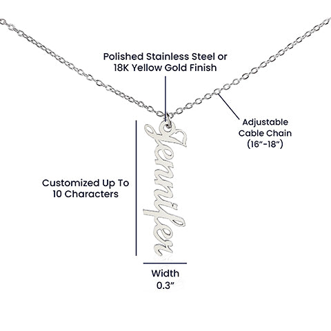 Vertical Custom Necklace Birthday Gift for Her