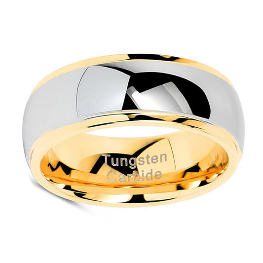 Tungsten Steel Band Curved Line Gold Men's Ring