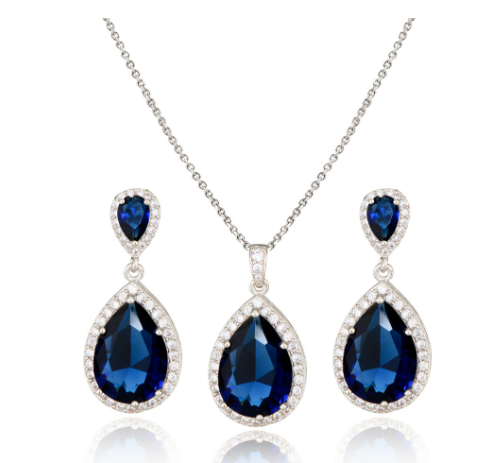 Colorful Zirconia Necklace Earrings Set