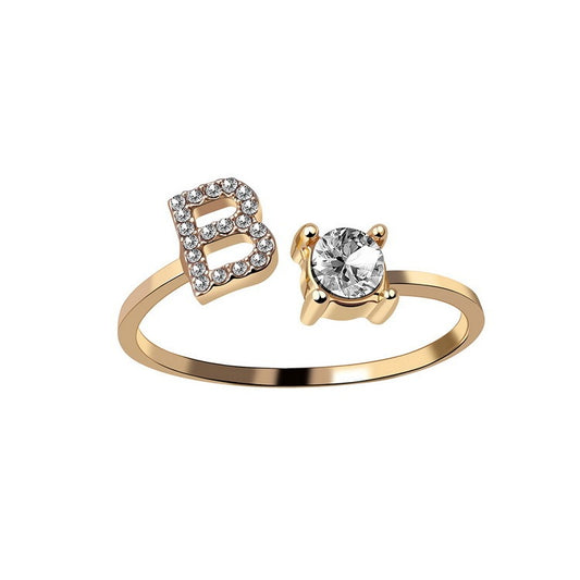 Cubic Zirconia Initial Wrap Ring in 18k Gold-Plated Sterling Silver