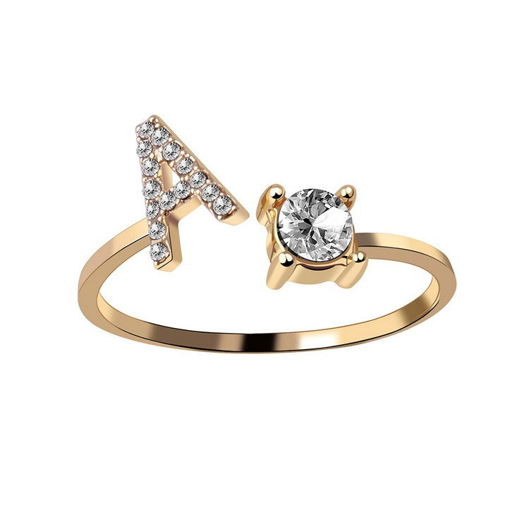 Cubic Zirconia Initial Wrap Ring in 18k Gold-Plated Sterling Silver