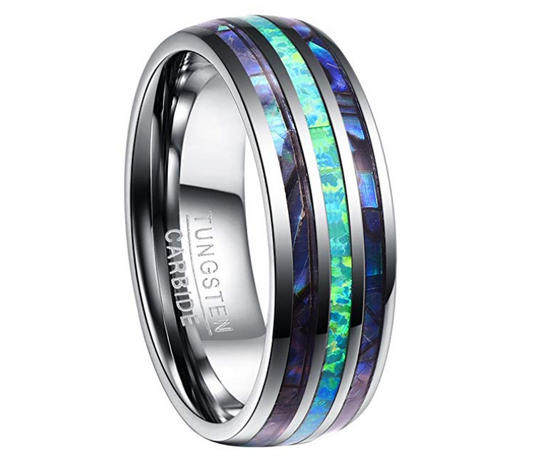 Tungsten Steel Carbide Abalone Shell Wedding Ring Band