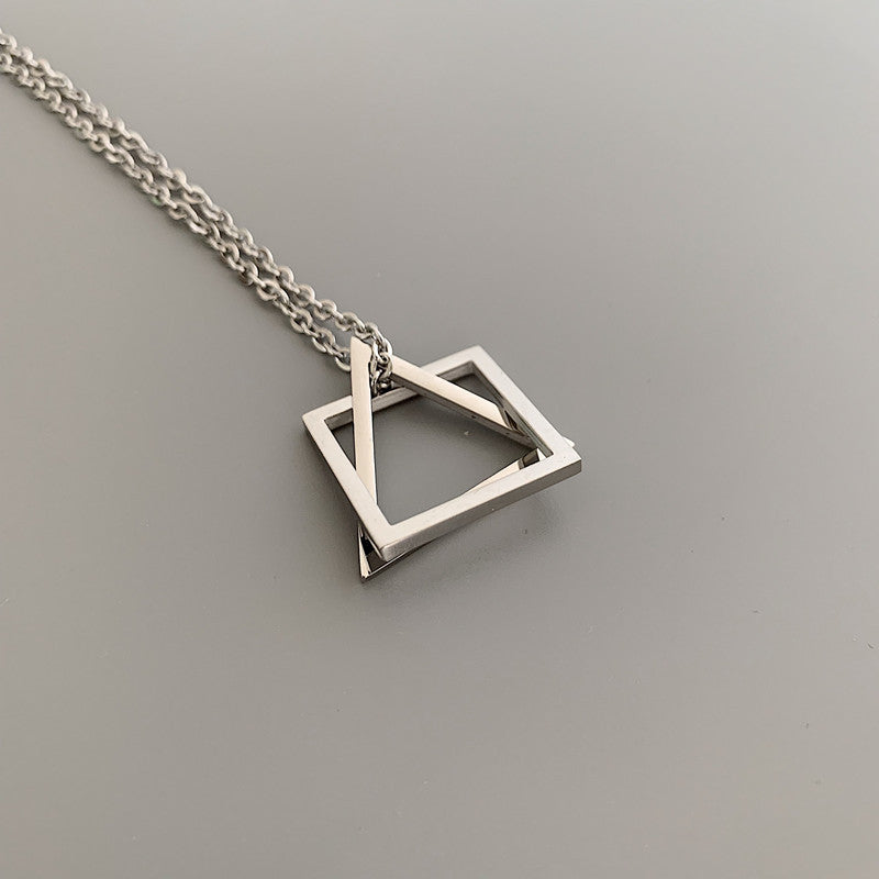 Titanium Steel Triangle Square Men's Necklace