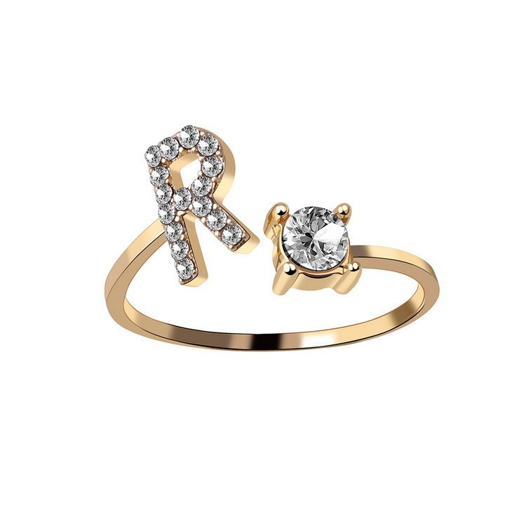 Cubic Zirconia Initial Wrap Ring in 18k Gold-Plated Sterling Silver