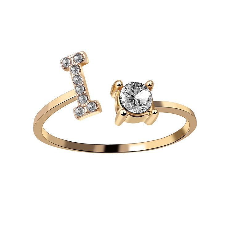 Cubic Zirconia Initial Wrap Ring in 18k Gold-Plated Sterling Silver