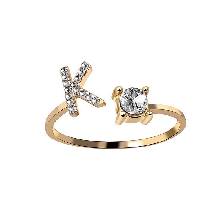 Cubic Zirconia Initial Wrap Ring in 18k Gold-Plated Sterling Silver