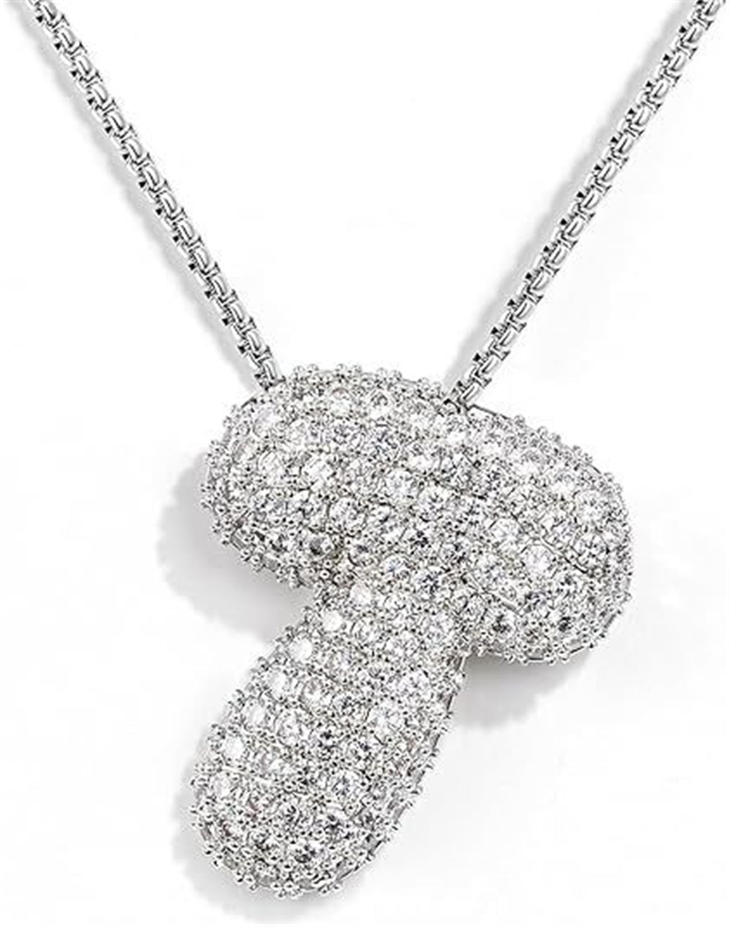 Cubic Zirconia Initial Letter Pendant Necklace in Gold Silver Color