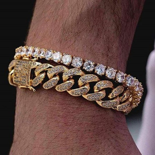 Hip Hop Bling Cuban Chain Jewelry Men's Bracelet