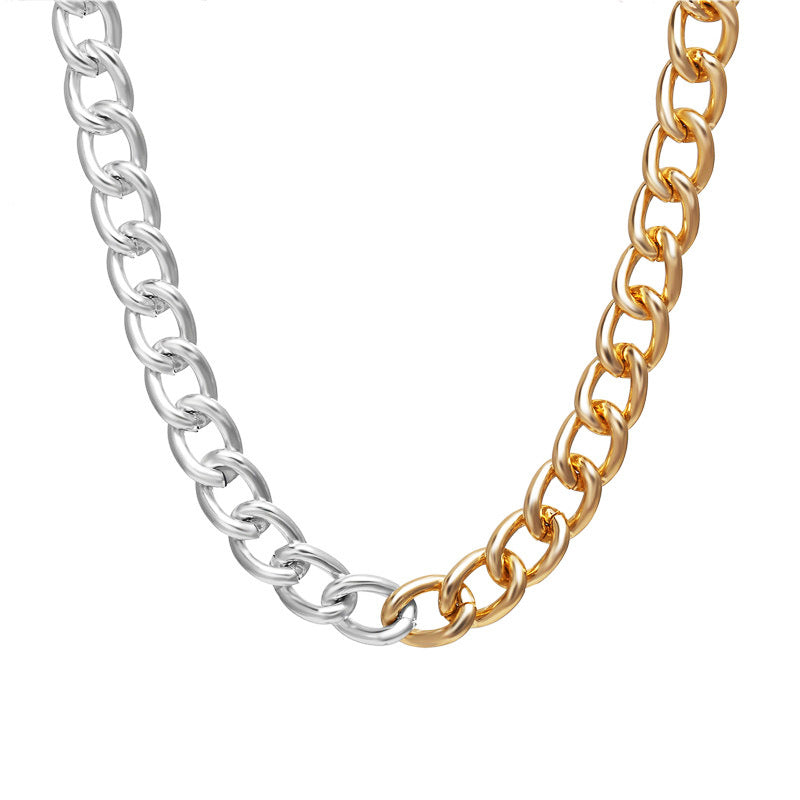 Thick Chain Gold Silver Two Toned Women's Necklace