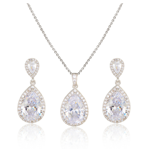 Colorful Zirconia Necklace Earrings Set