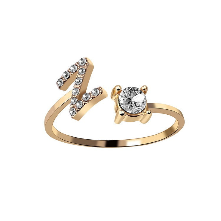 Cubic Zirconia Initial Wrap Ring in 18k Gold-Plated Sterling Silver