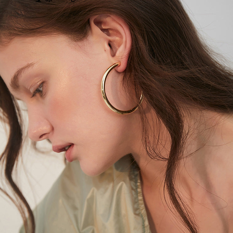 Fashion Gold Chunky Bold Hoop Earrings