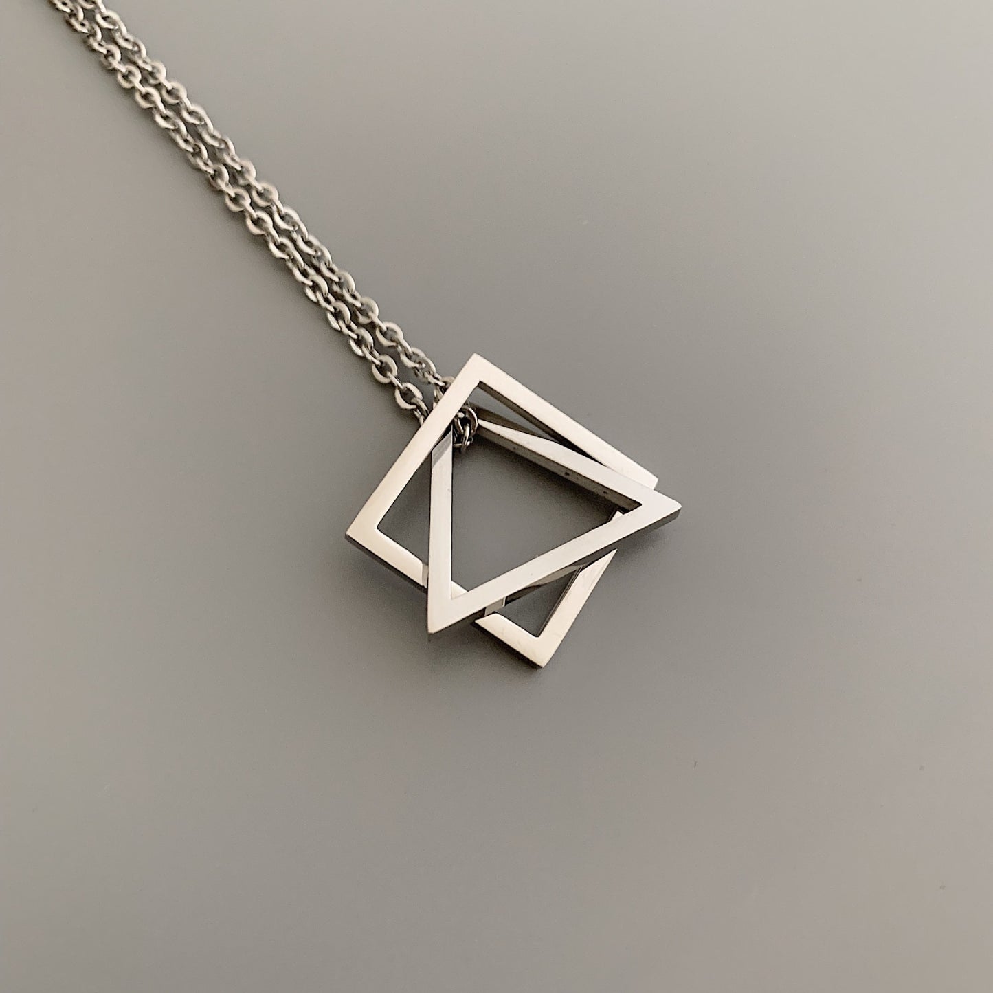 Titanium Steel Triangle Square Men's Necklace