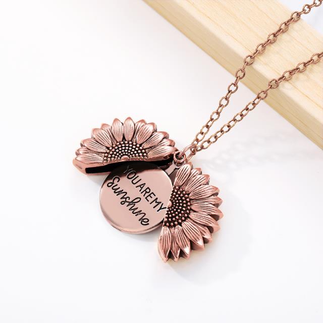 Open Locket Sunflower SunShine Necklace