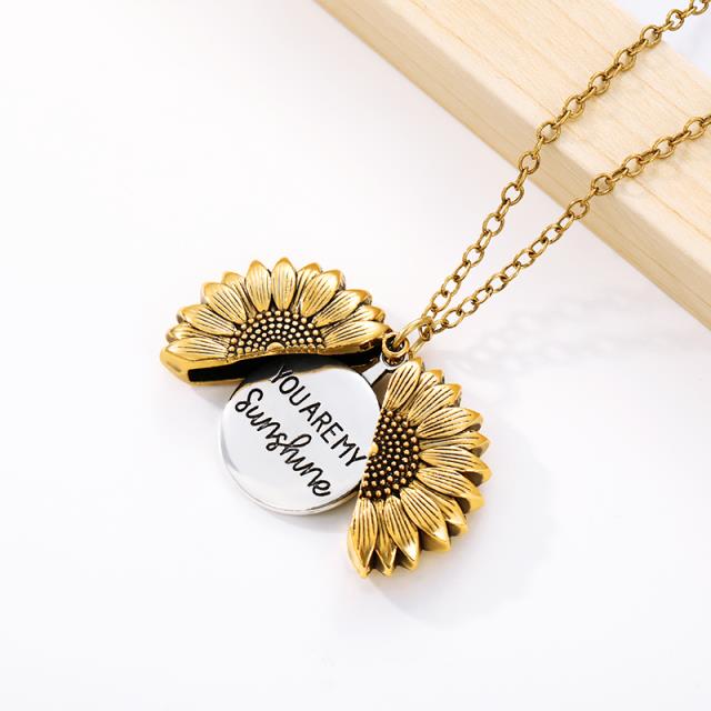 Open Locket Sunflower SunShine Necklace