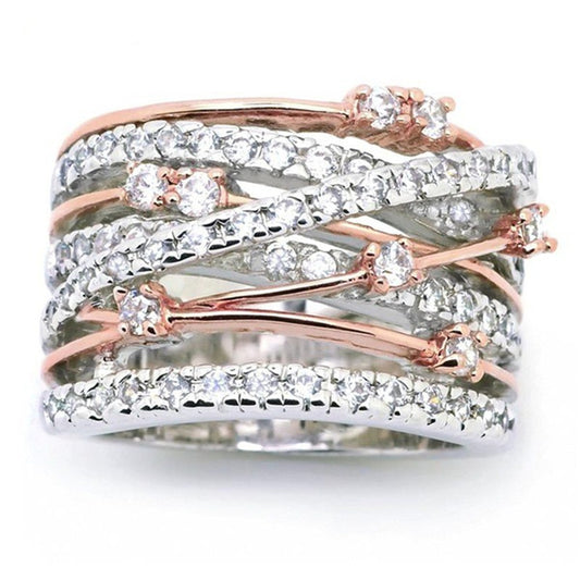 Zirconia Criss Cross Twisted Rope Women's Ring