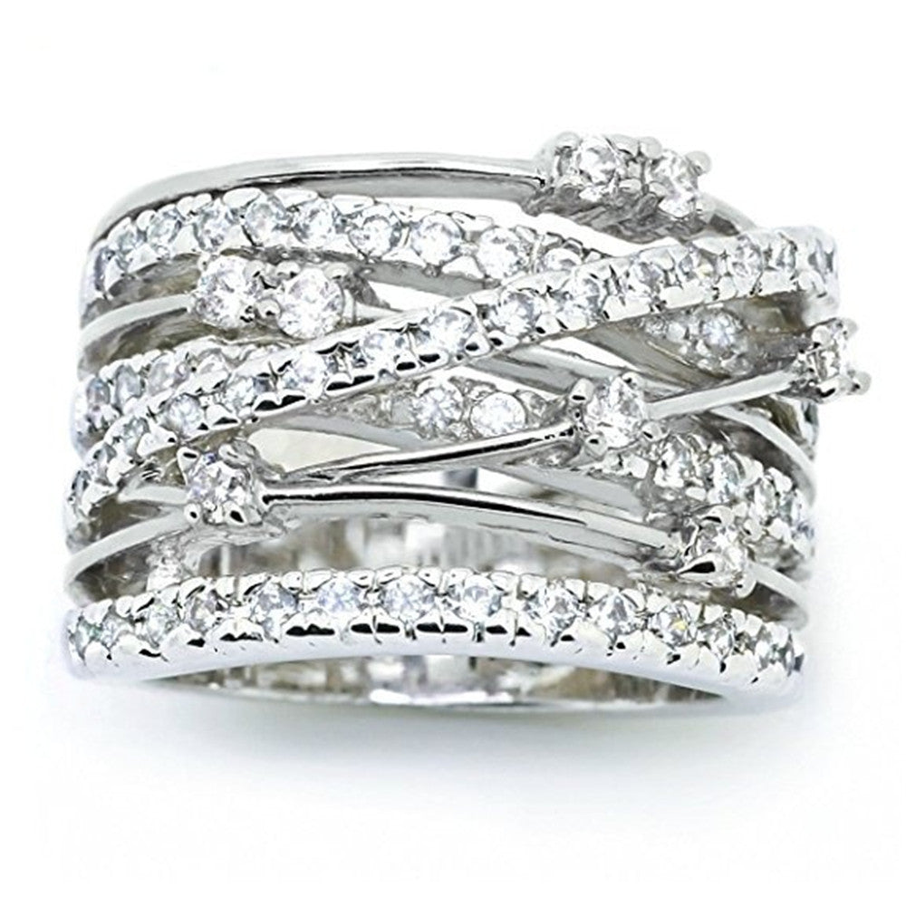 Zirconia Criss Cross Twisted Rope Women's Ring