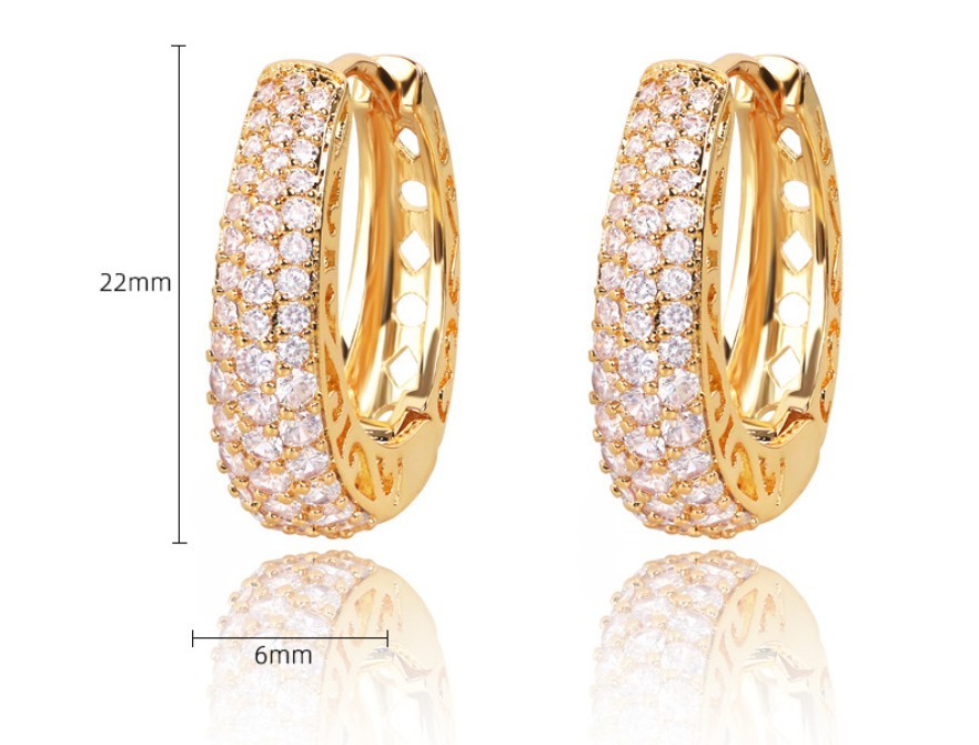 French 18K Gold Finish CZ Earrings