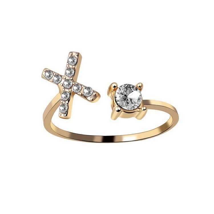 Cubic Zirconia Initial Wrap Ring in 18k Gold-Plated Sterling Silver