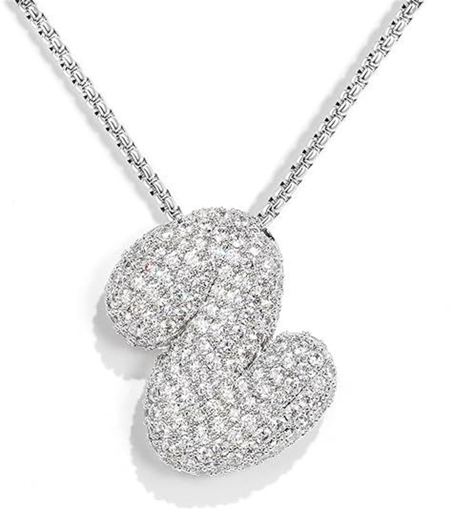 Cubic Zirconia Initial Letter Pendant Necklace in Gold Silver Color